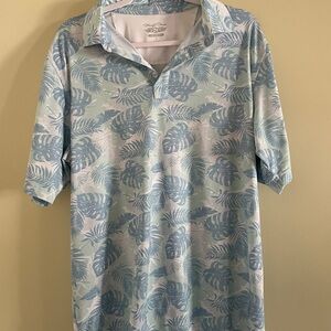 Casual Leaf-Print Polo in Light Blue by Straight Down